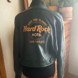 Hard Rock Cafe Green Jacket with Gold Logo